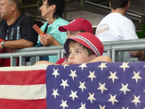 American youth watch U.S.-Sweden soccer match at the 2011 FIFA Women's World Cup in Wolfsburg, Germany, on July 6, 2011